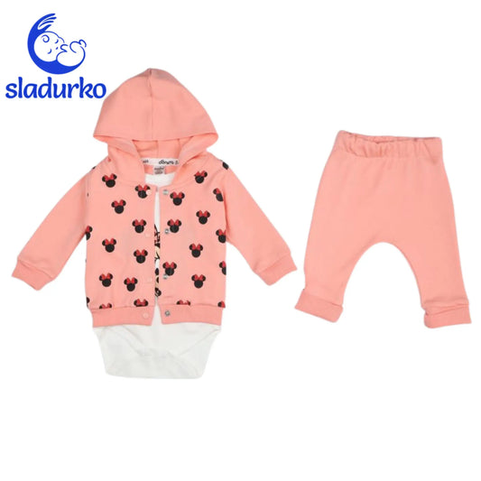 Комплект с дълъг ръкав от три части за момиче