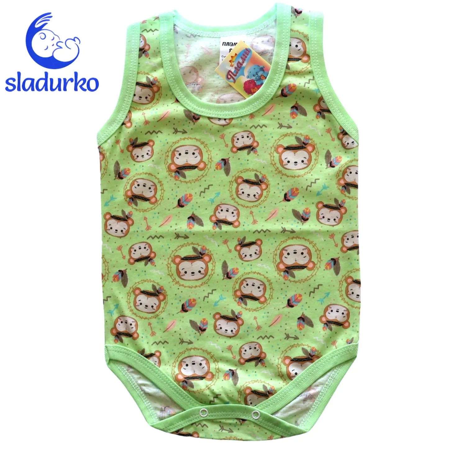 Бебешко боди потник  - Зелено