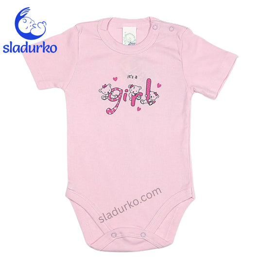 Боди с къс ръкав и закопчаване на рамото