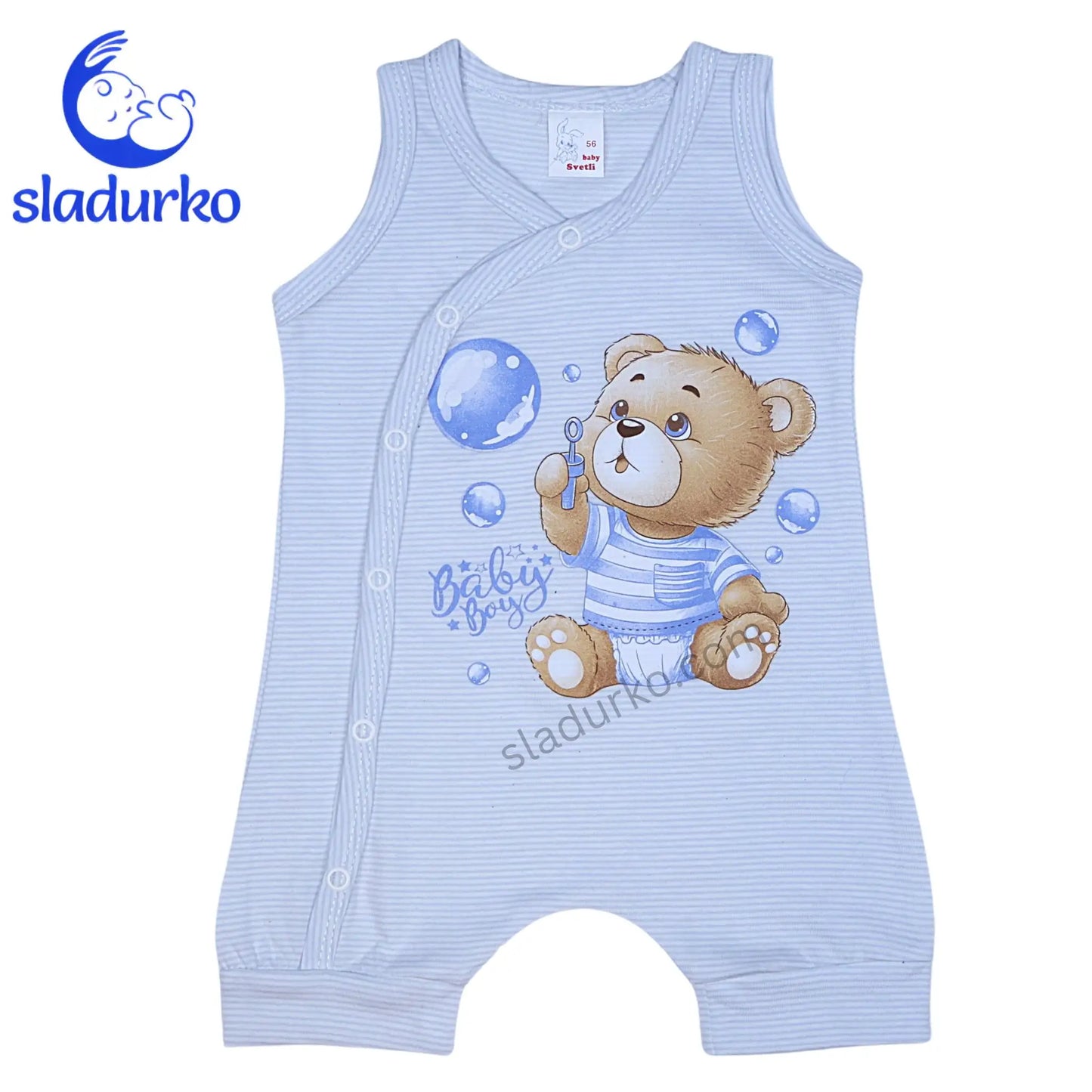 Сладък Бебешки Гащеризон без ръкави с Мече – Комфорт и Усмивки за Вашия Малчуган!