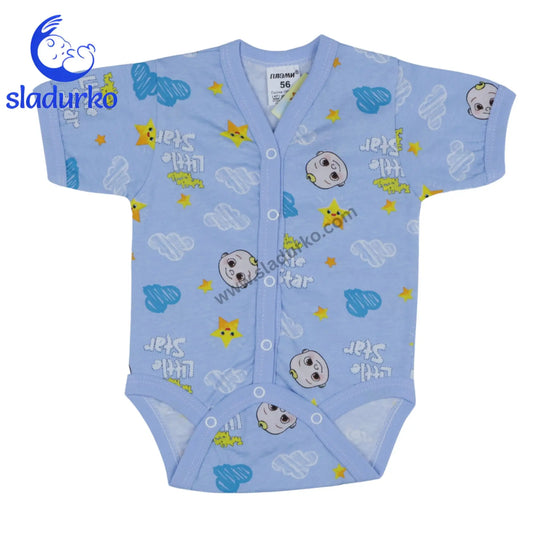 Бебешко боди с къс ръкав „Little Star“ – светлосиньо