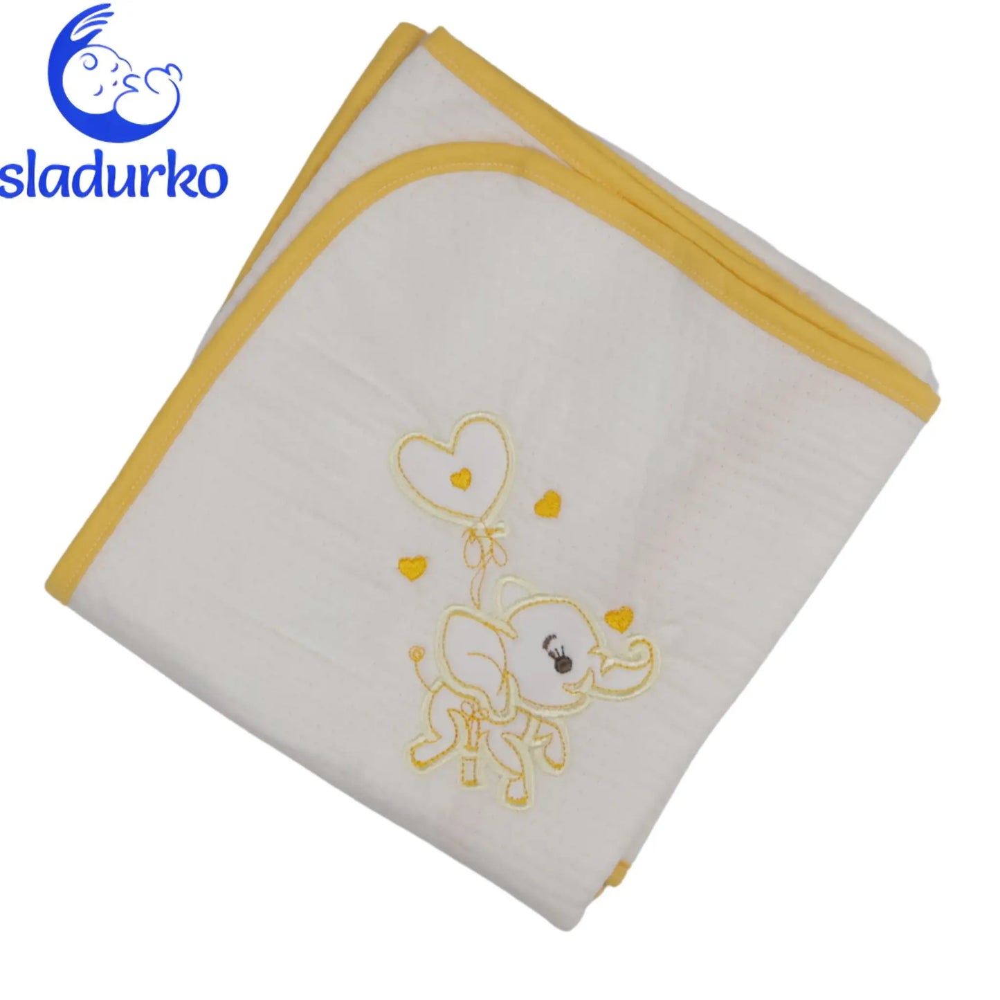 Бяла пелена с жълт кант 75/75-капитон