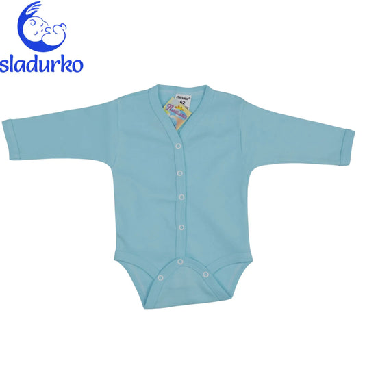 Синьозелено боди с дълъг ръкав и закопчаване отпред