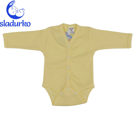 Жълто боди с дълъг ръкав и закопчаване отпред