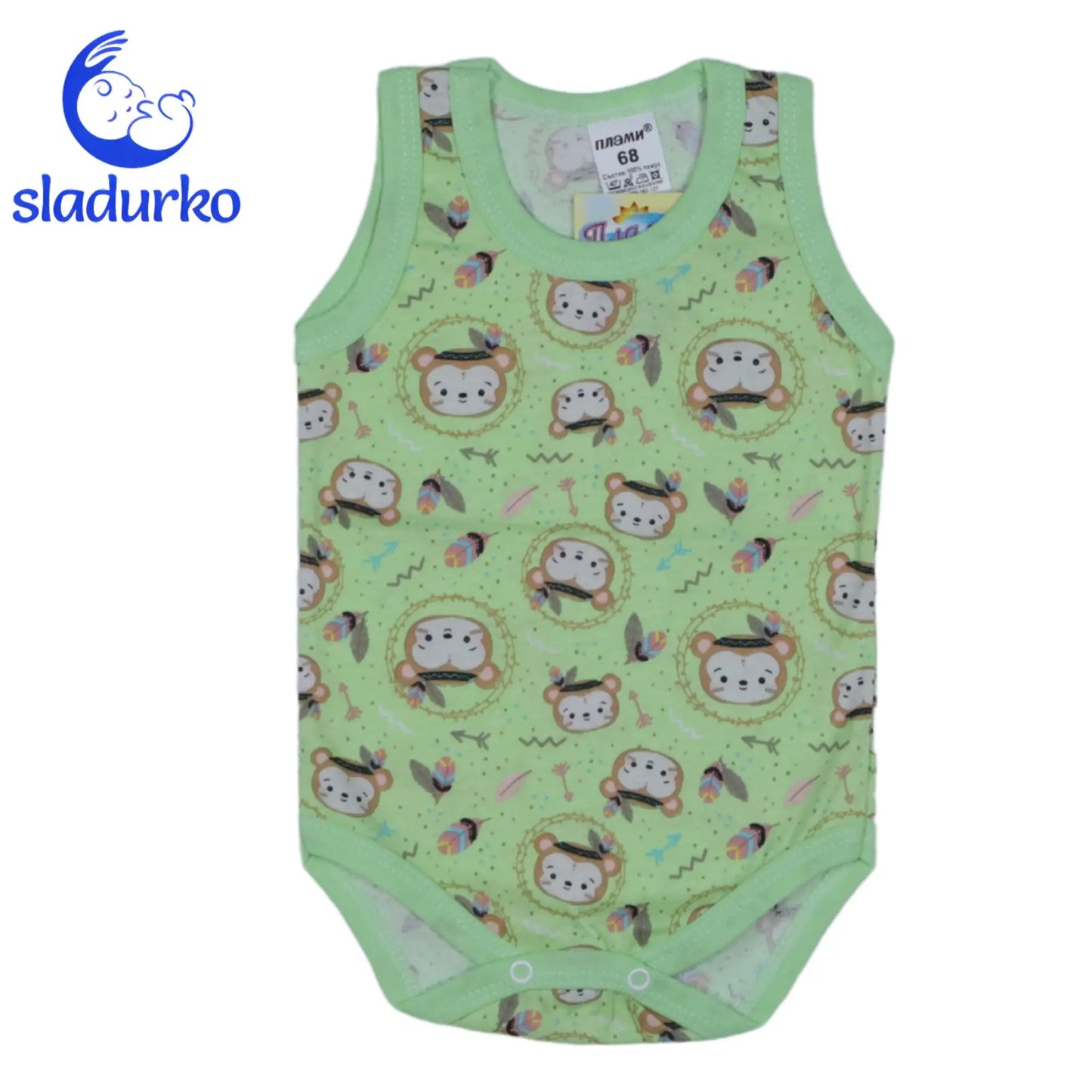 Бебешко боди потник  - Зелено