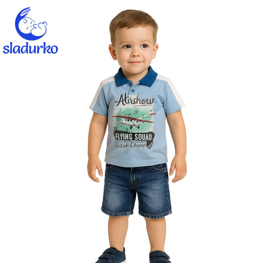 Детски летен комплект - тениска и дънкови панталонки