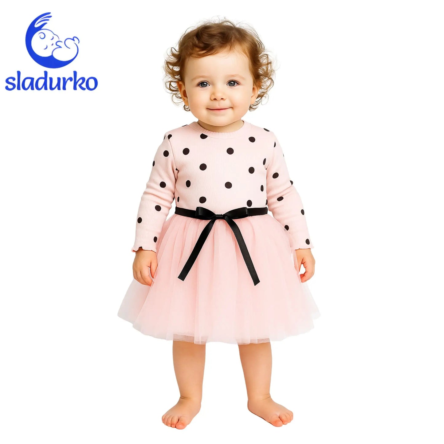 Бебешка рокличка светло розова с тюл