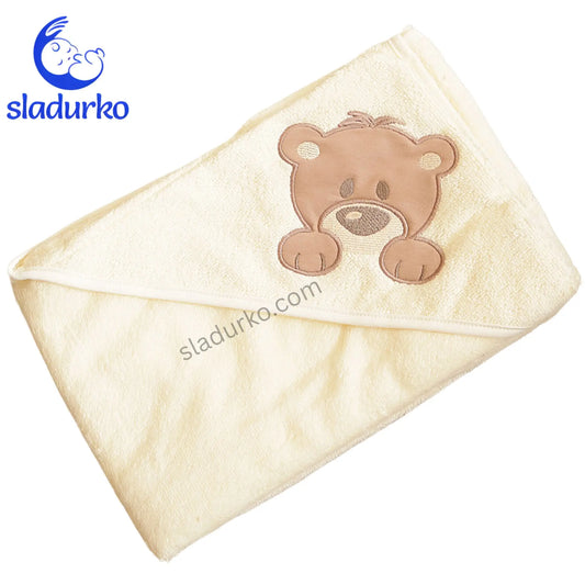 Бебешка хавлия с качулка 90 х 90 см екрю