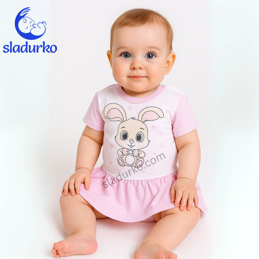 Бебешка боди рокля "Сладко зайче" с къс ръкав
