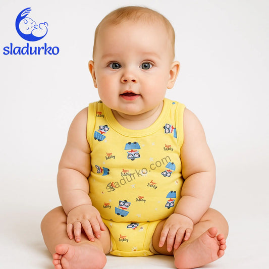 Бебешко боди потник  - Жълто