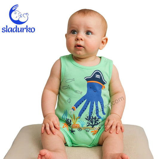 Летен бебешки гащеризон в светлозелено