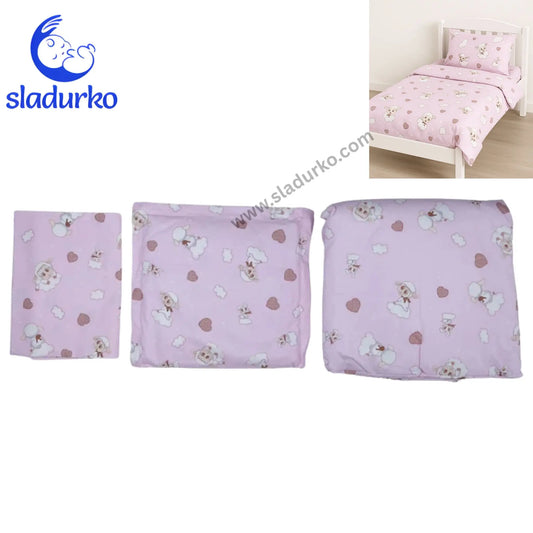 Спален комплект- олекотена завивка, долен чаршаф, калъфка за възглавница и мека възглавничка