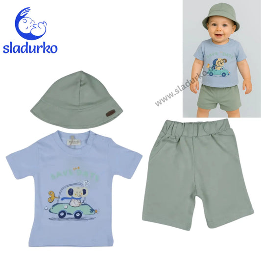Детски летен комплект "Save the Day" - тениска, къси панталонки и шапка