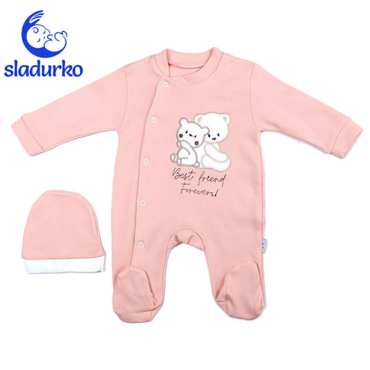 Бебешки гащеризон със странично закопчаване и шапка