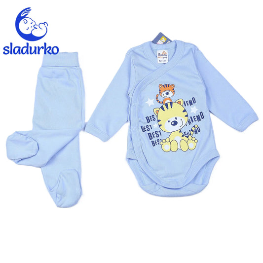 Комплект за новородено боди със странично закопчаване и ританки