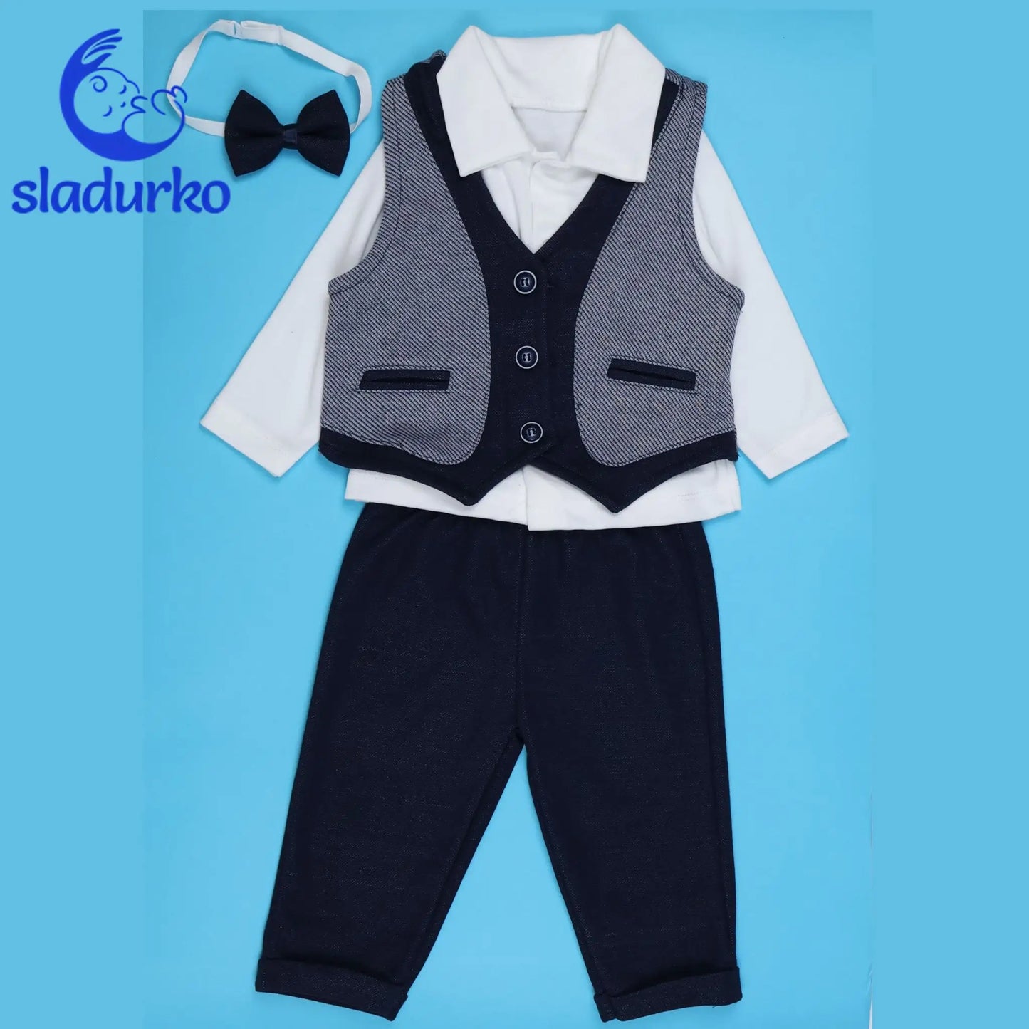 Официален комплект за момче с папионка, четири части