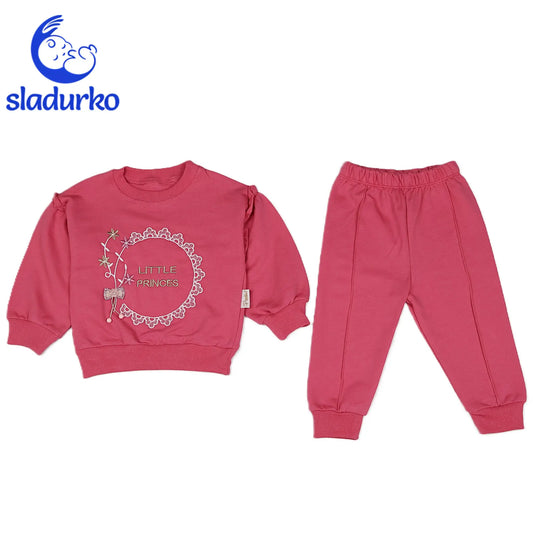 Блуза и панталонки за момиче тъмно розово