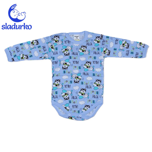 Боди с дълъг ръкав с тик так копче на дясното рамо