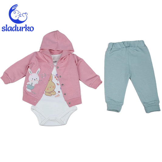 Суитчер с качулка, боди и панталонки