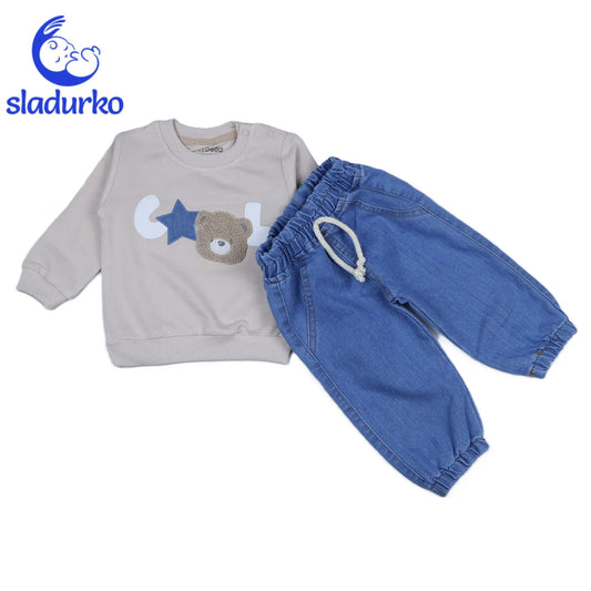 Дънки и блузка за момче с мече