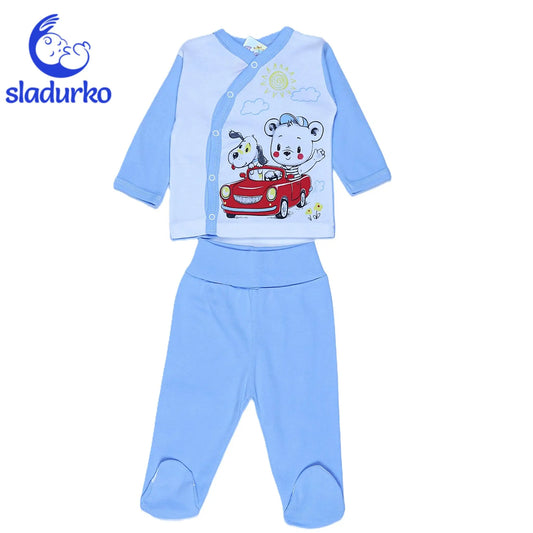 Бебешки комплект със странично закпчаване на горнището и ританки