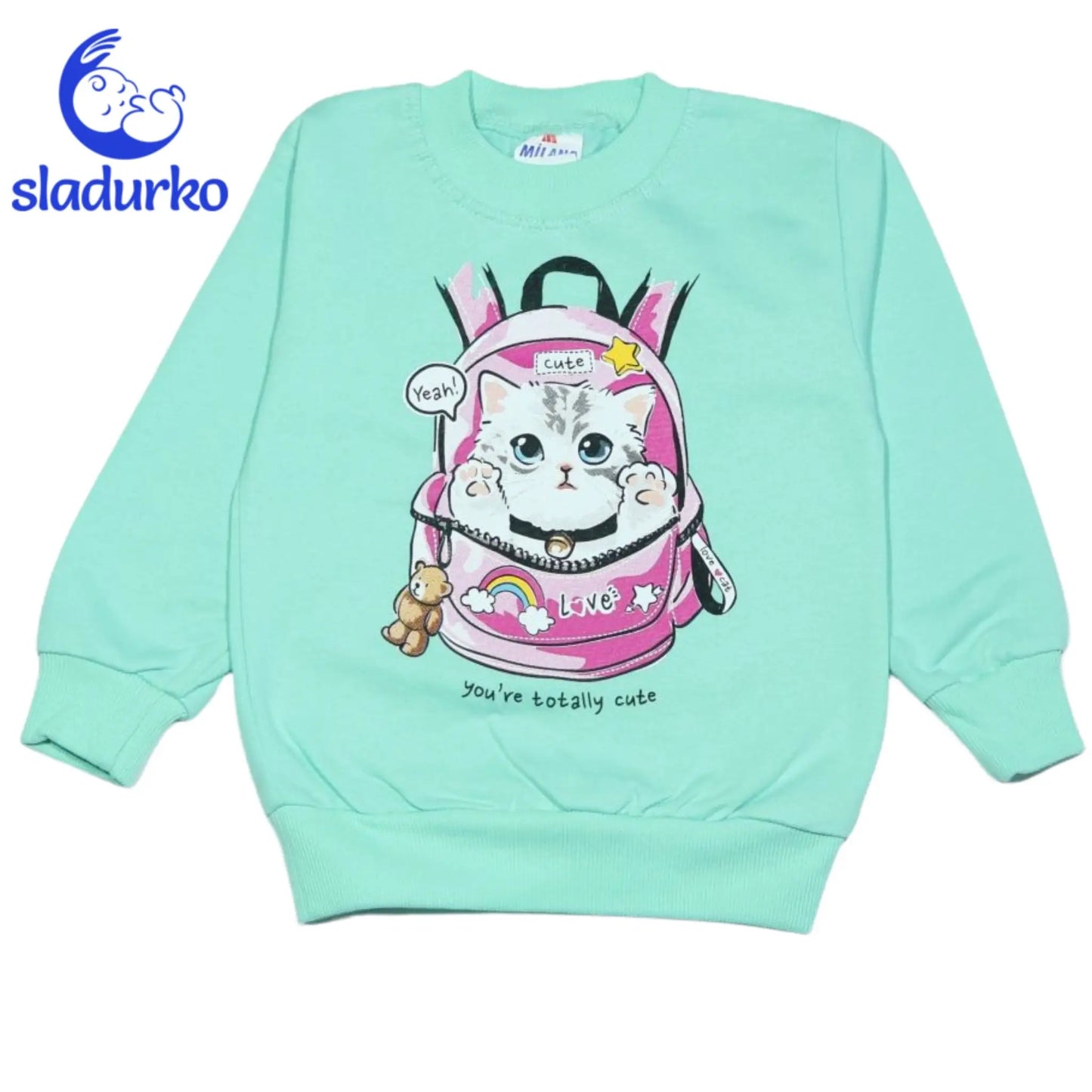 Блуза с дълъг ръкав за момиче лека вата