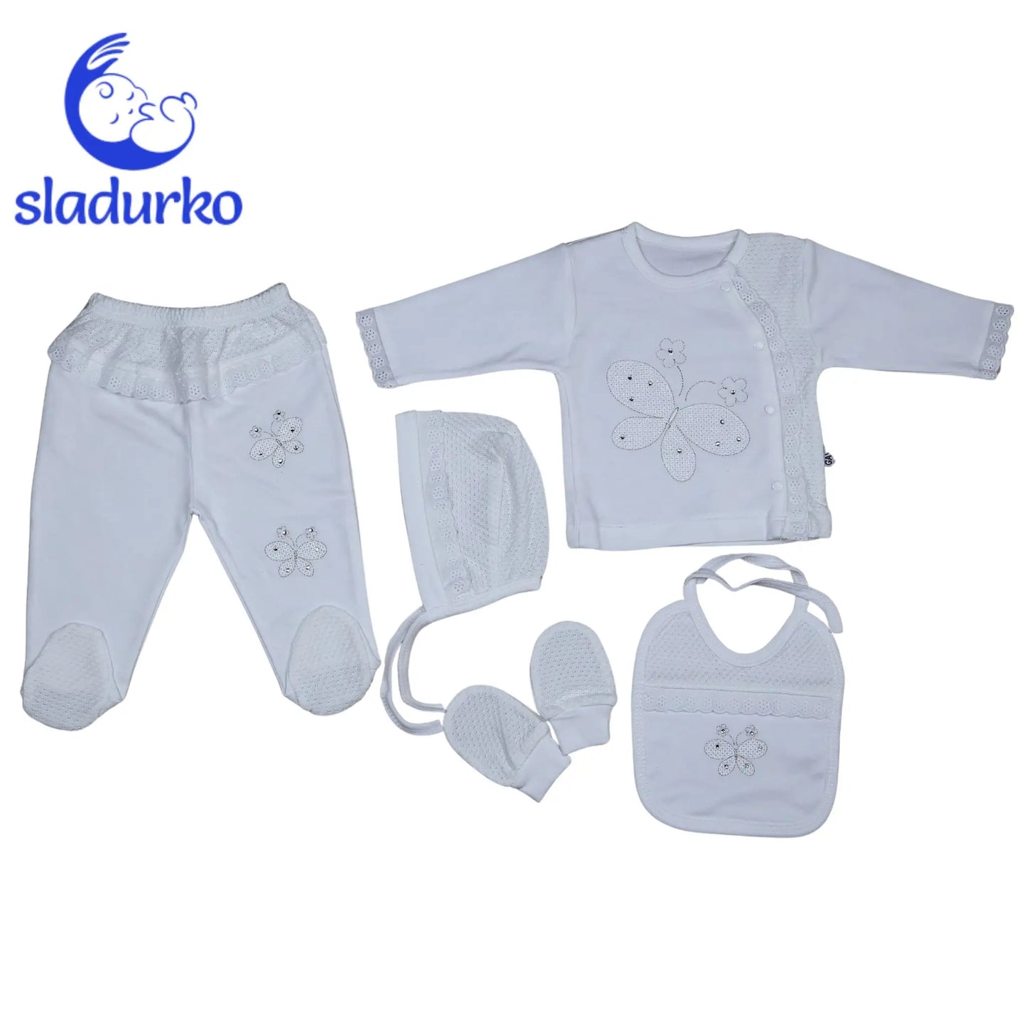 Комплект за новородено 5 части пеперуди