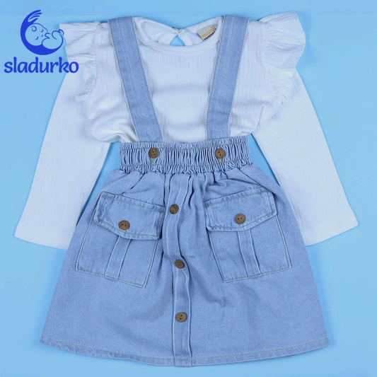 Дънков сукман с бяла блузка