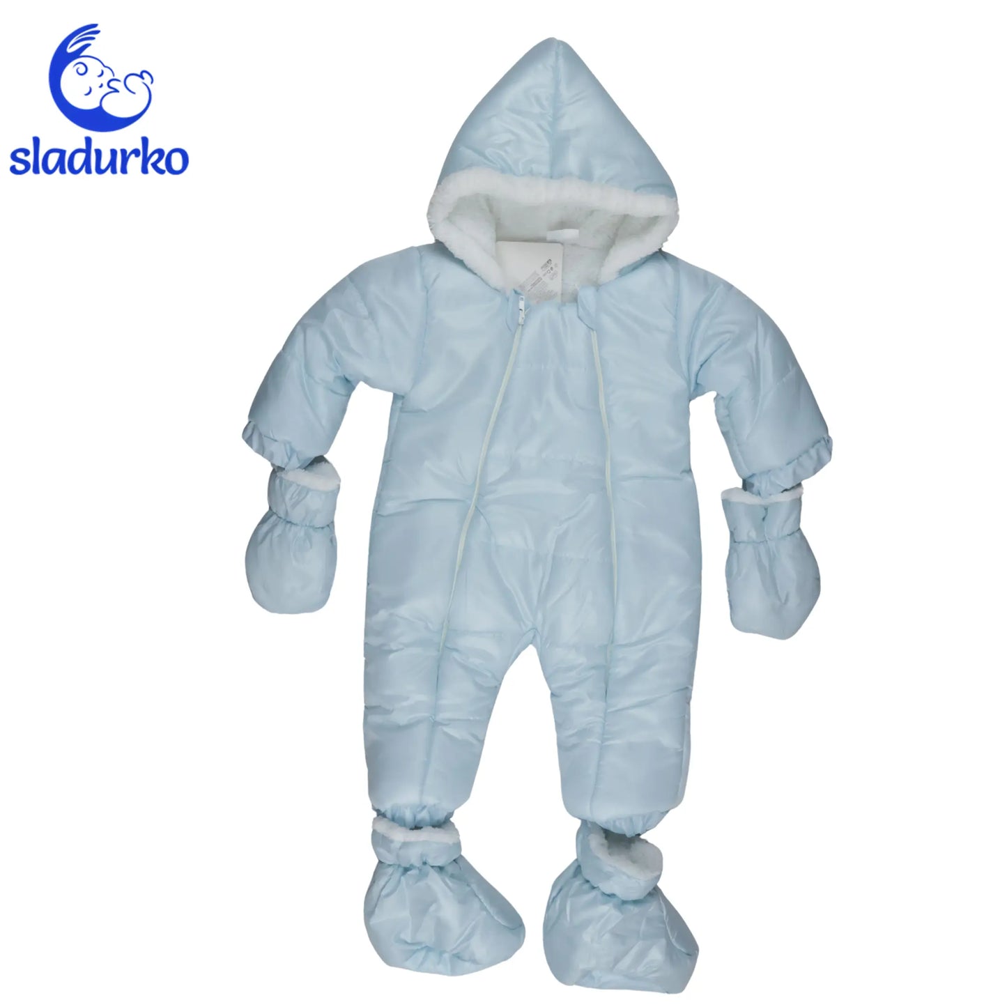 Зимен бебешки гащеризон  с ръкавички и терлички