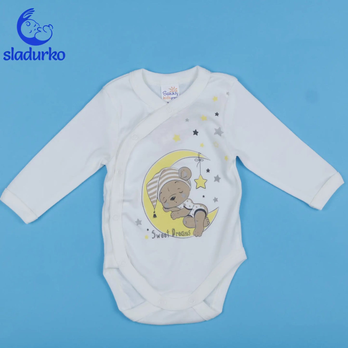 Боди със странично закопчаване с дълъг ръкав