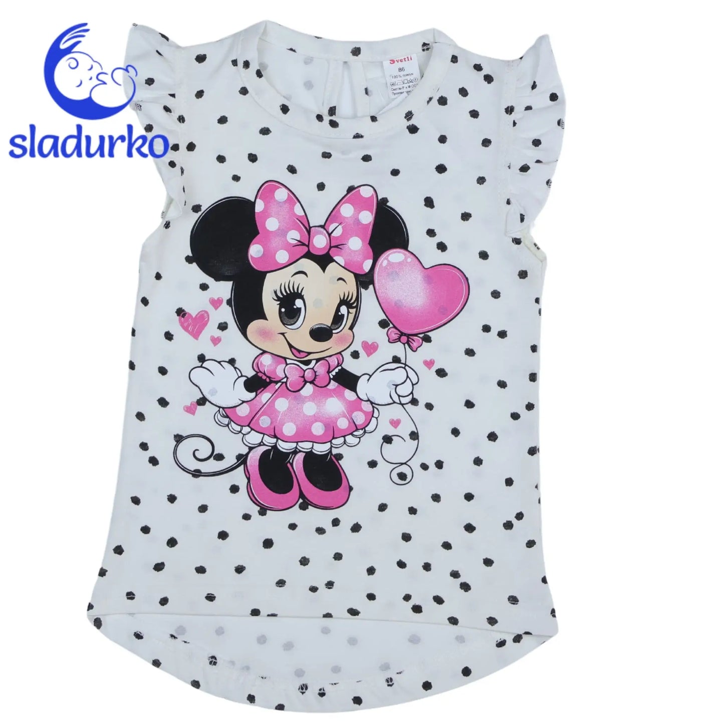 Детски комплект за момиче с блузка и къси панталонки - 100% памук