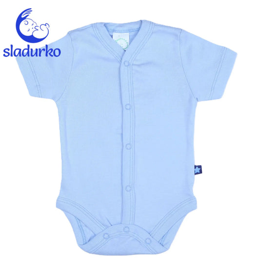 Боди със средно закопчаване с тик так копчета и къс ръкав