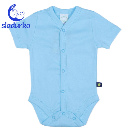 Боди със средно закопчаване с тик так копчета и къс ръкав