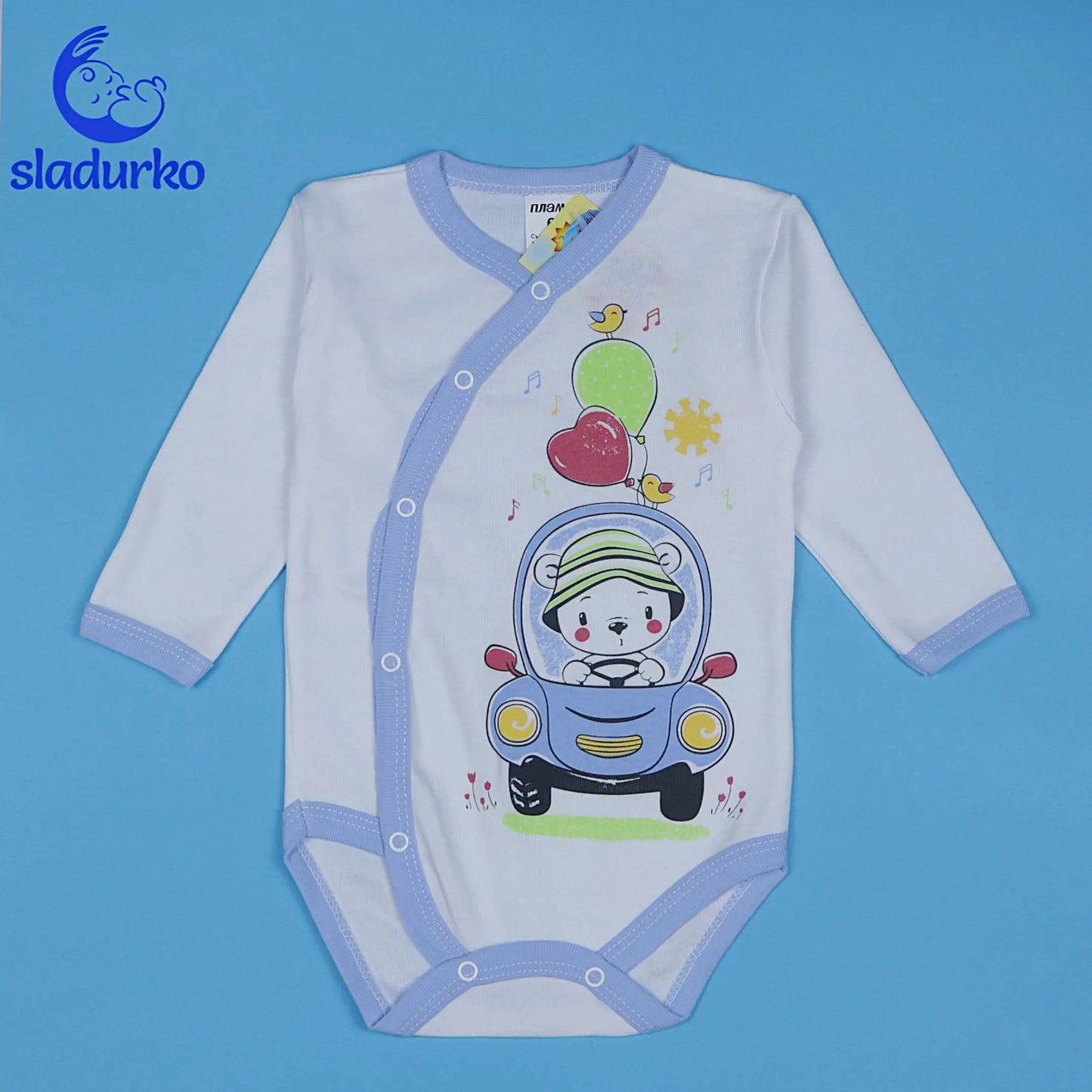 Бебешко боди с дълъг ръкав и странично закопчаване