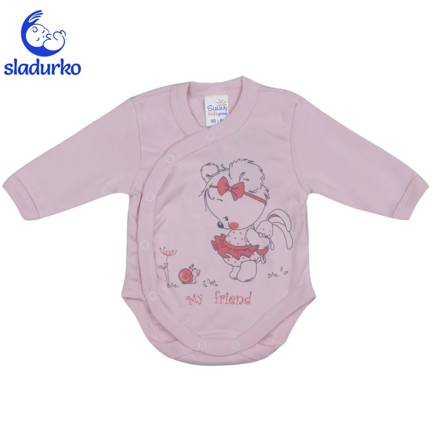 Боди със странично закопчаване с дълъг ръкав