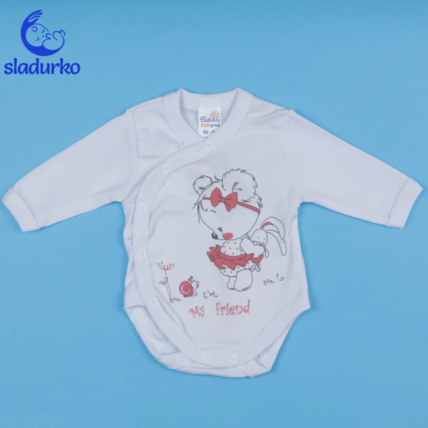 Боди със странично закопчаване с дълъг ръкав