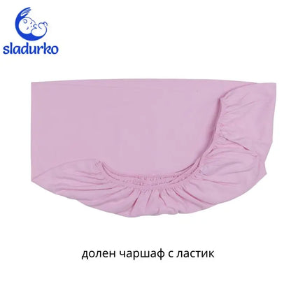 Бебешки спален комплект от Ранфорс с чаршаф с ластик „Жирафчета“ – 3 части
