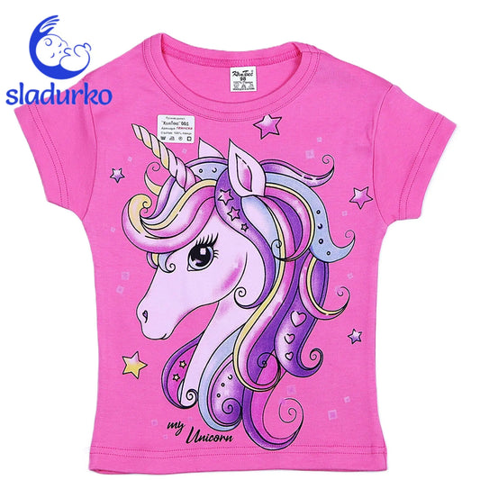 Сладурска розова тениска с еднорог за малки мечтателки!