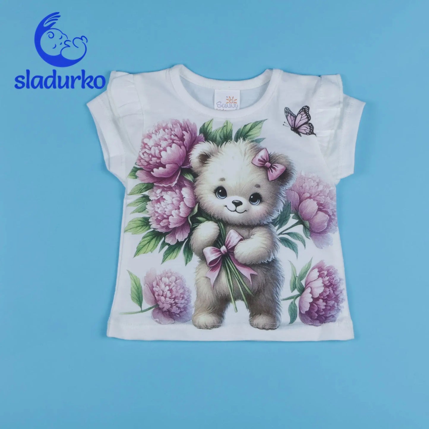 Детски летен комплект "Нежно мече" - тениска и къси панталонки