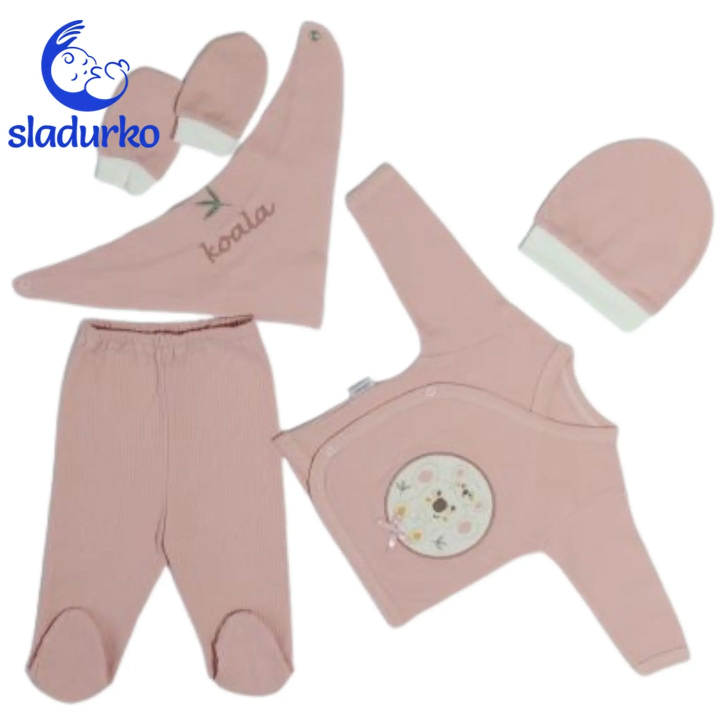 Бебешки комплект за изписване розов с коала