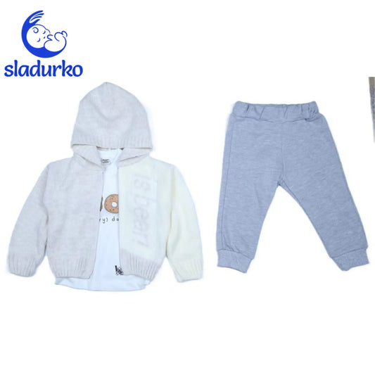 Плетен суитчер с качулкa ,блузка и панталонки