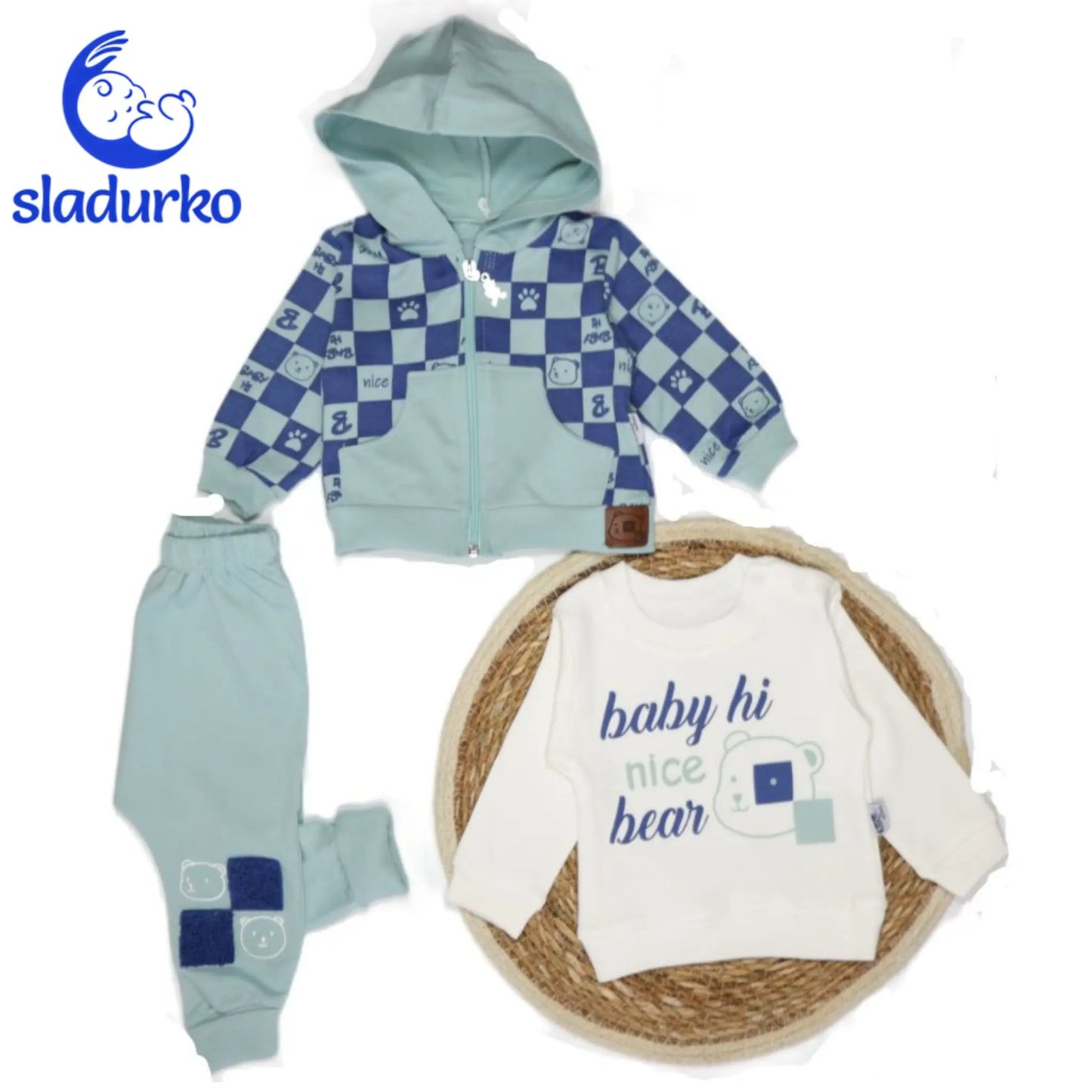 Комплкект за момче от 3 части размери : 68-74-80