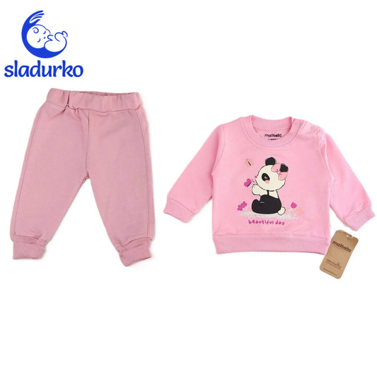 Комплект блузка и панталонки за момиче с панда