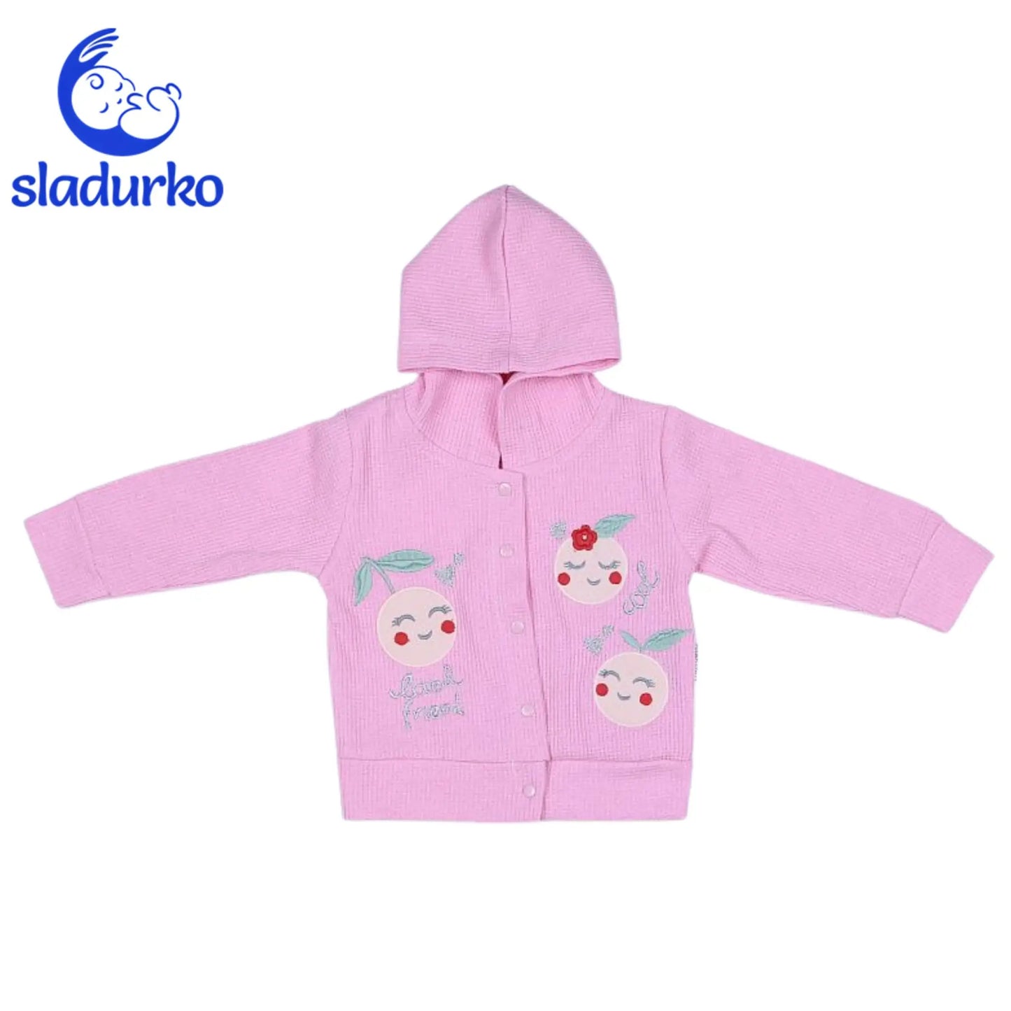 Детски комплект "Сладки черешки" - суичер с качулка, боди и панталонки