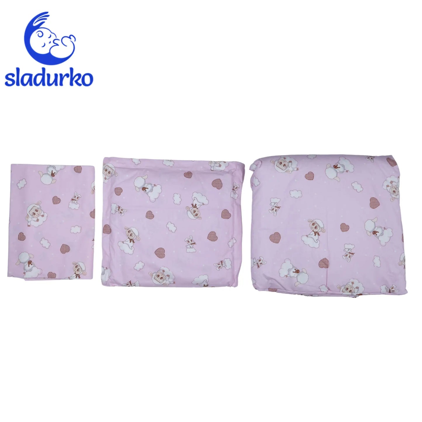 Спален комплект- олекотена завивка, долен чаршаф, калъфка за възглавница и мека възглавничка