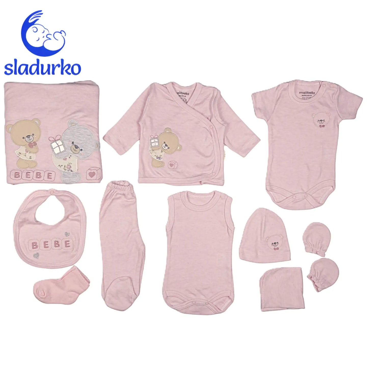 Очарователен Комплект за Изписване "Мечета Приятели" - Розово (10 части)