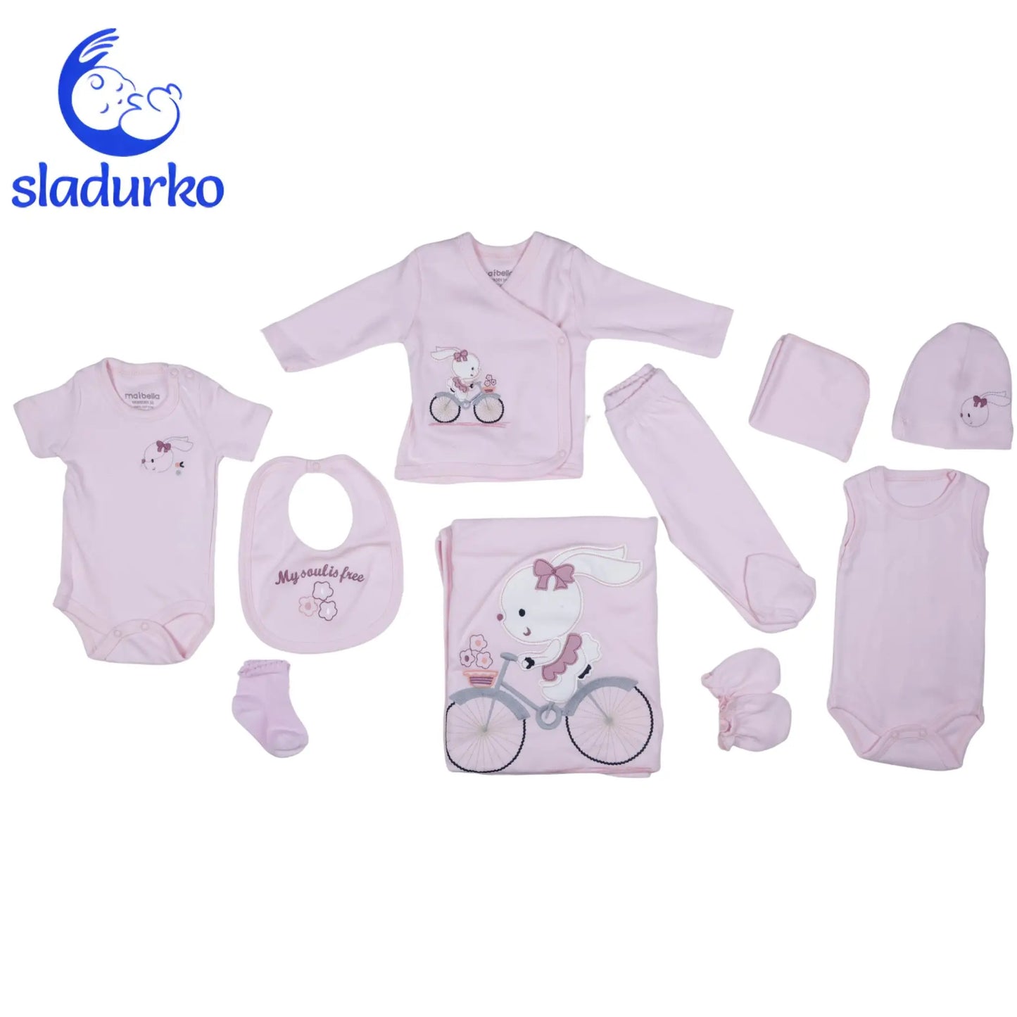 Нежен Комплект за Изписване "Зайче на Колело" - Розово (10 части)