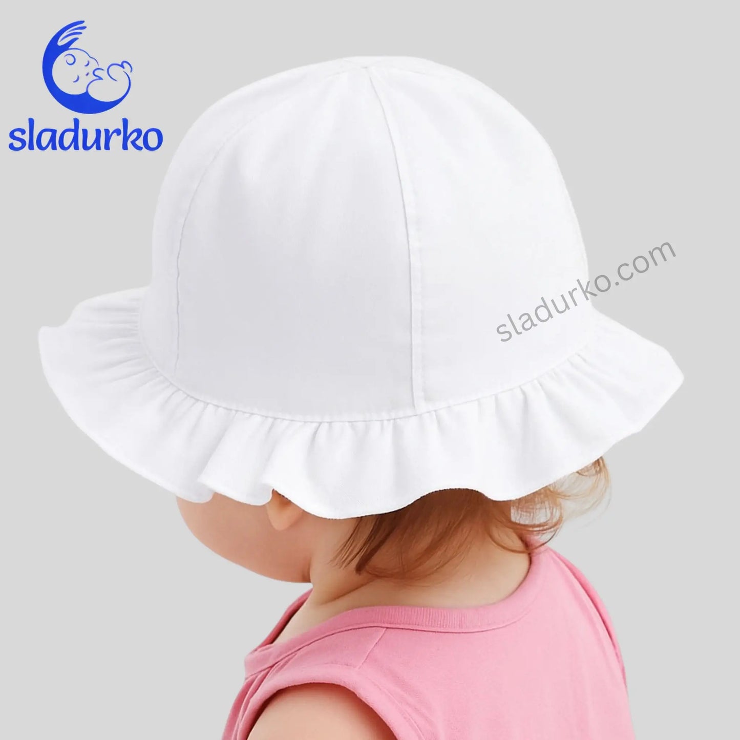 Нежна Бяла Лятна Шапка за Момиче  – Защита и Чар за Най-Малките!