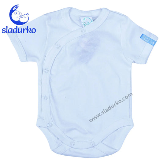 Бяло боди с къс ръкав и странично закопчаване