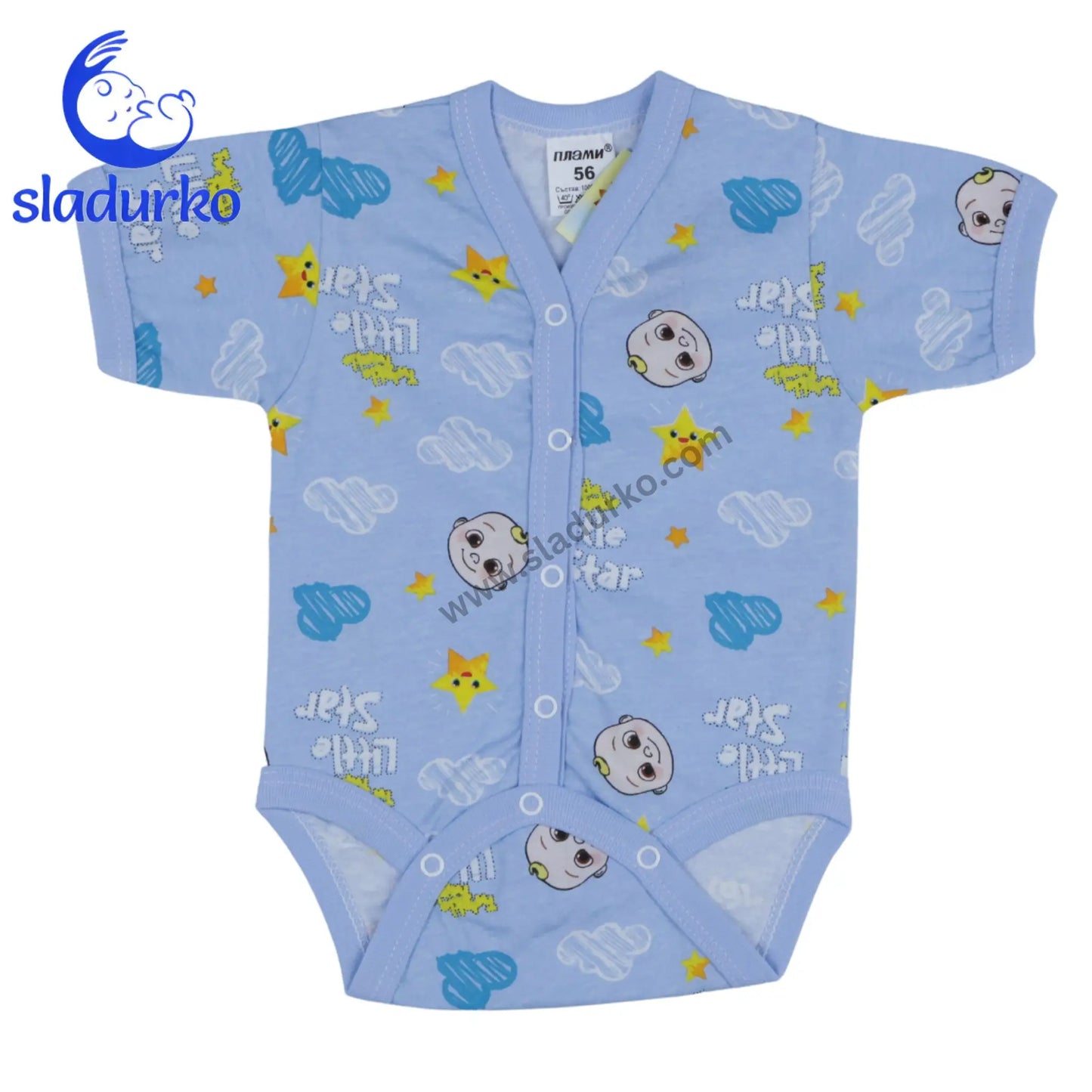 Бебешко боди с къс ръкав „Little Star“ – светлосиньо